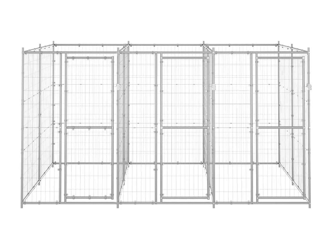 Recinto per animali da esterno per cani in acciaio zincato 7,26 m² 02_0000427