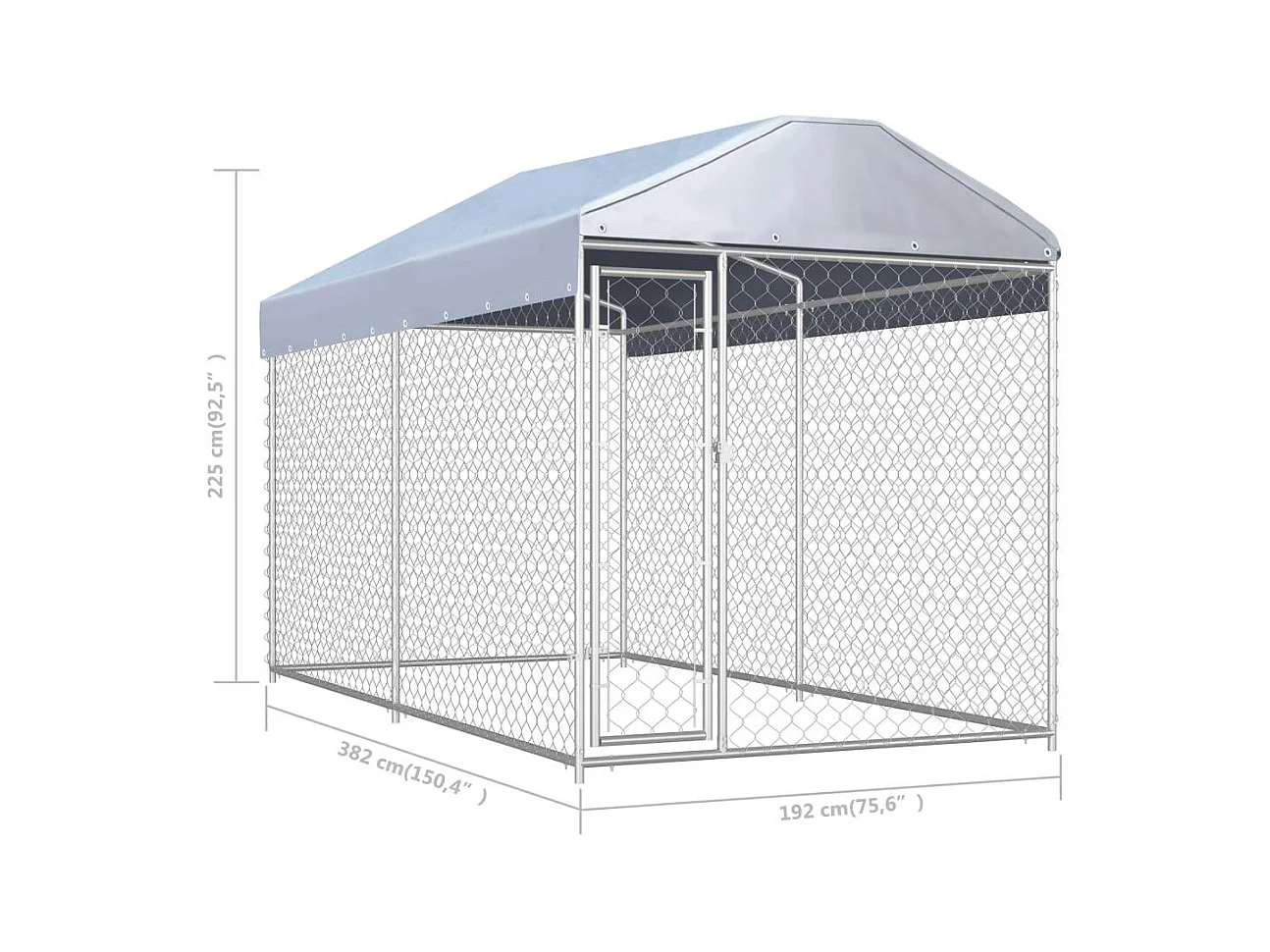 Chenil extérieur cage enclos 382 x 192 x 225 cm 02_0000329