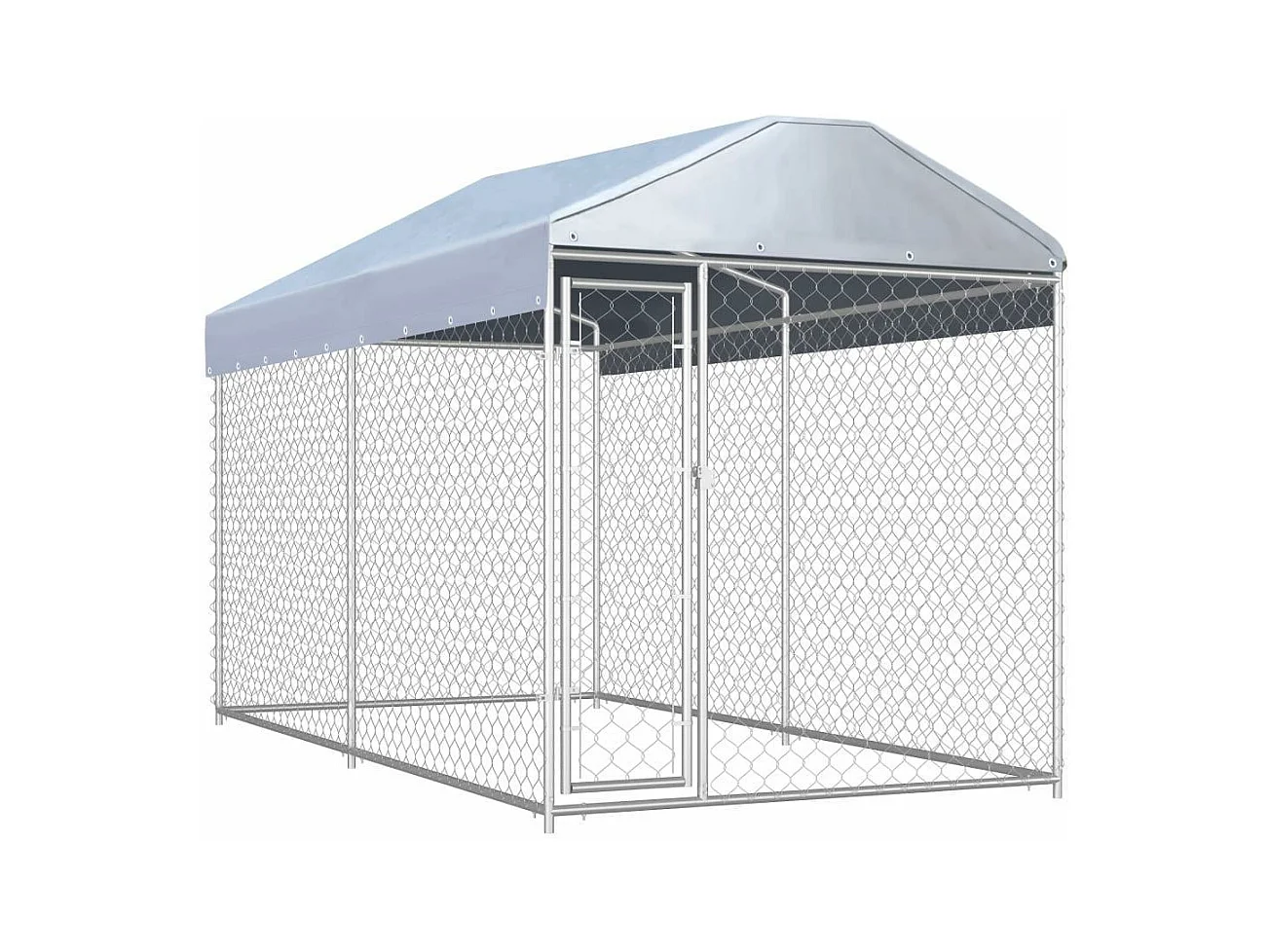 Jaula para perrera exterior, parque para mascotas con techo para perros, 225 cm 02_0000329