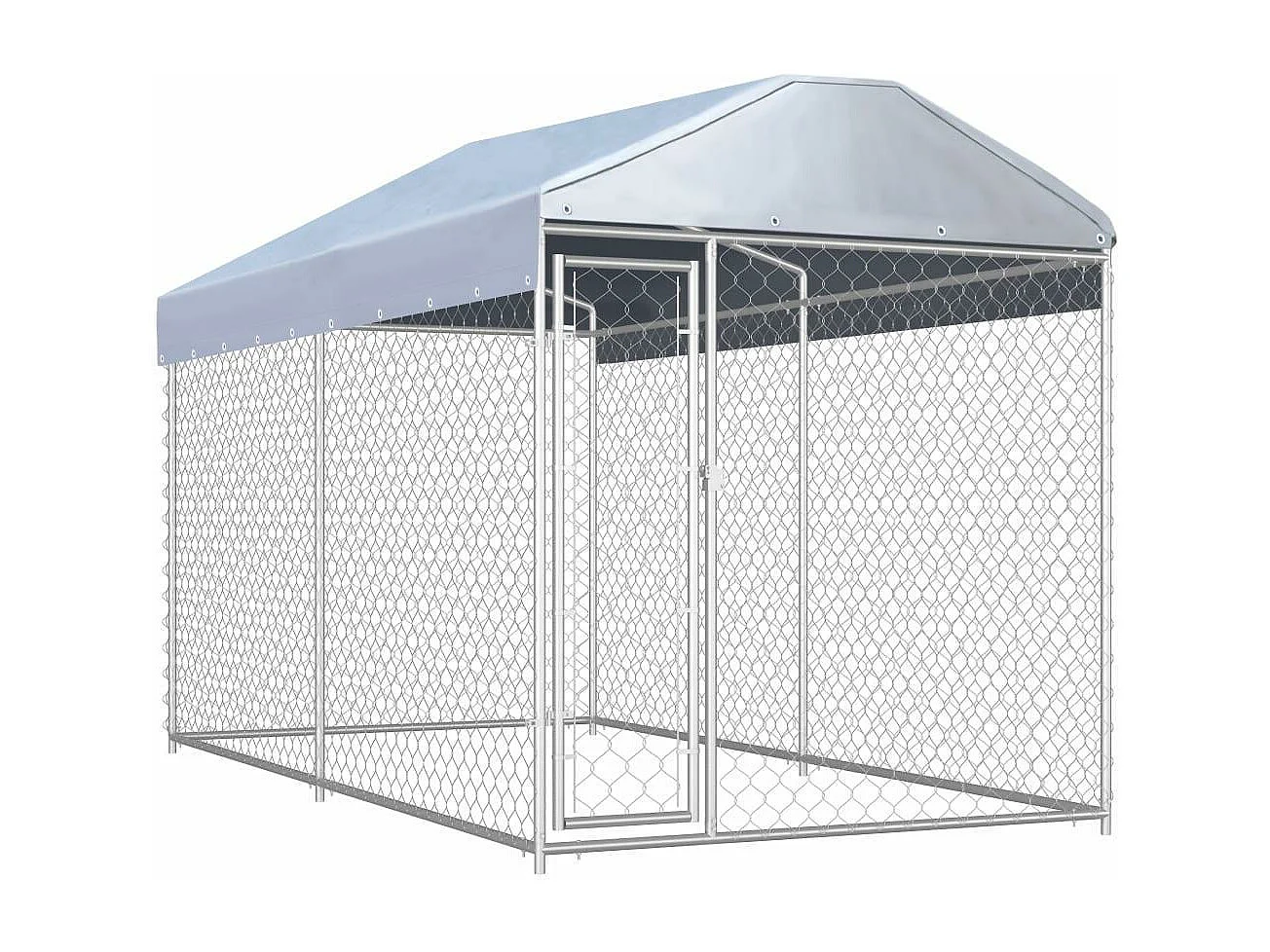 Jaula para perrera exterior, parque para mascotas con techo para perros, 225 cm 02_0000329
