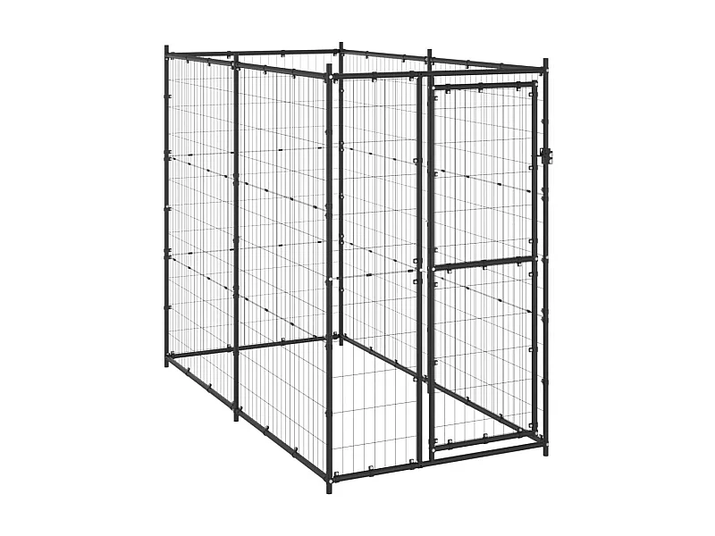 Gaiola para canil ao ar livre cercadinho para animais cão ao ar livre para cães aço 110 x 220 x 180 cm 02_0000361