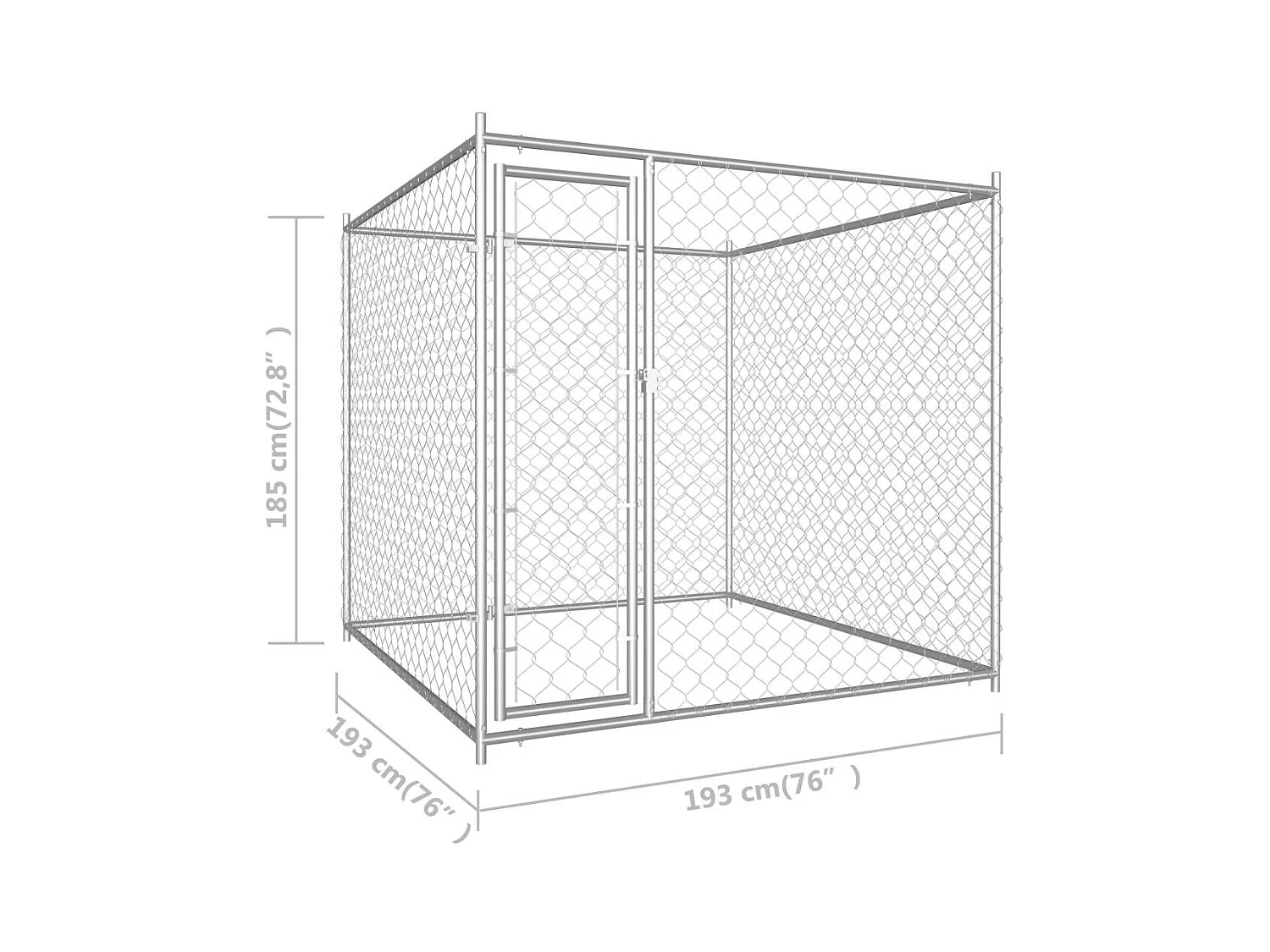 Chenil extérieur cage enclos 193 x 193 x 185 cm 02_0000342