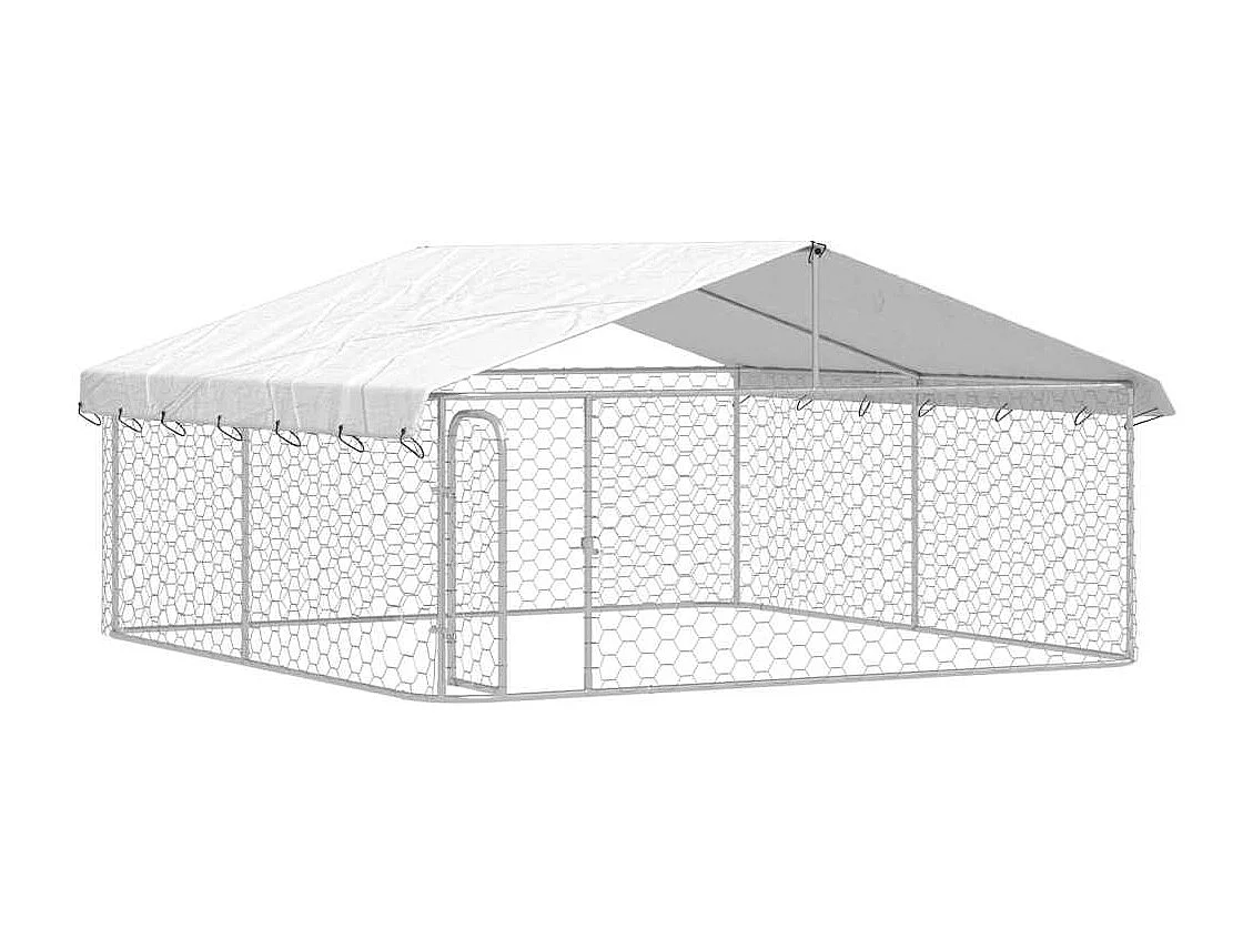 Gaiola para canil exterior animal pac com telhado 300 x 300 x 150 cm Prata 02_0041908