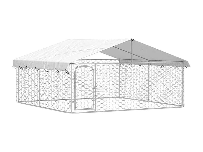 Cuccia gabbia per animali da esterno con tetto 300 x 300 x 150 cm Argento 02_0041908