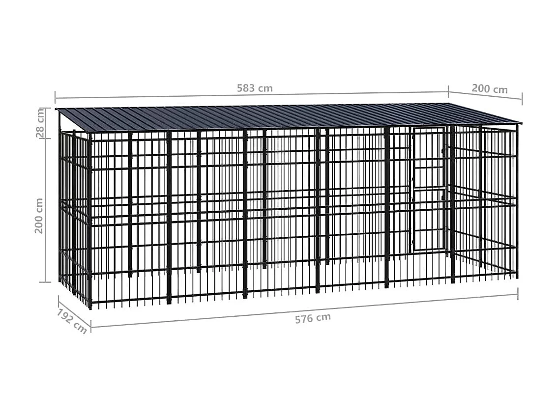 Chenil cage enclos pac noire 576 x 192 x 200 cm 02_0041731