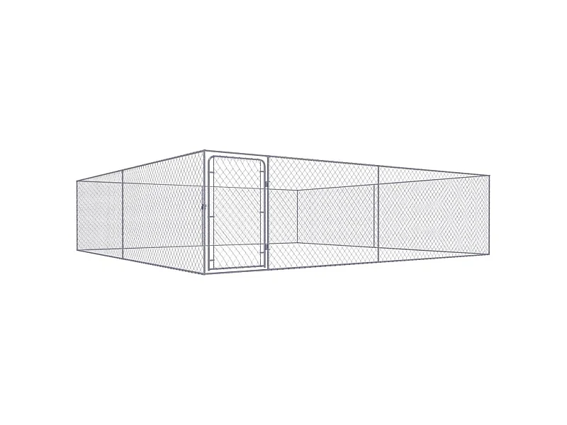 Cuccia da esterno gabbia recinto per animali box per cani da esterno in acciaio zincato 4 x 4 x 1 m 02_0000473