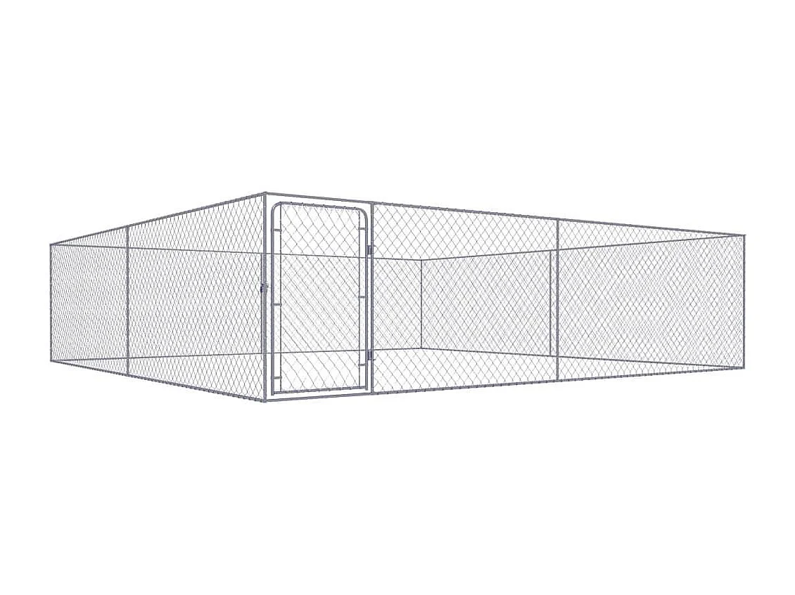 Jaula para caseta de exterior, parque para animales, parque para perros de exterior, acero galvanizado, 4 x 4 x 1 m 02_0000473