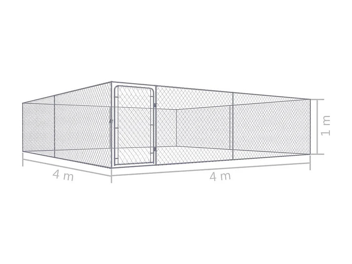 Jaula para caseta de exterior, parque para animales, parque para perros de exterior, acero galvanizado, 4 x 4 x 1 m 02_0000473