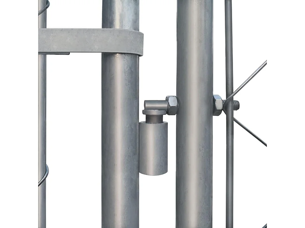 Jaula para caseta de exterior, parque para animales, parque para perros de exterior, acero galvanizado, 4 x 4 x 1 m 02_0000473