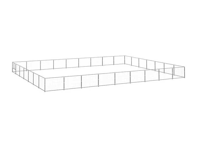 Caseta exterior para jaula, parque para mascotas, perro, plata, 63 m², acero 02_0000295