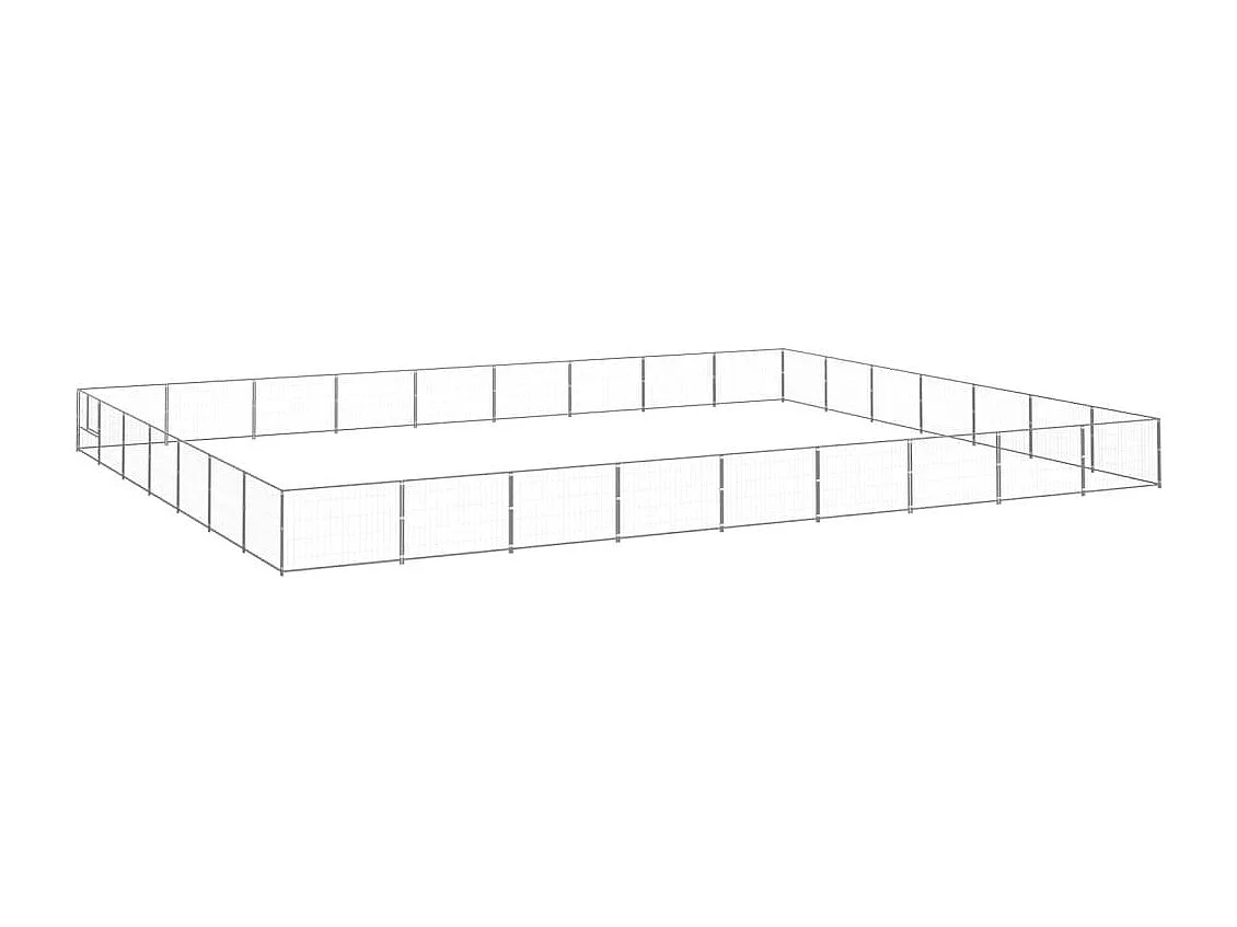 Cuccia da esterno gabbia per cani parco animali argento 63 m² acciaio 02_0000295