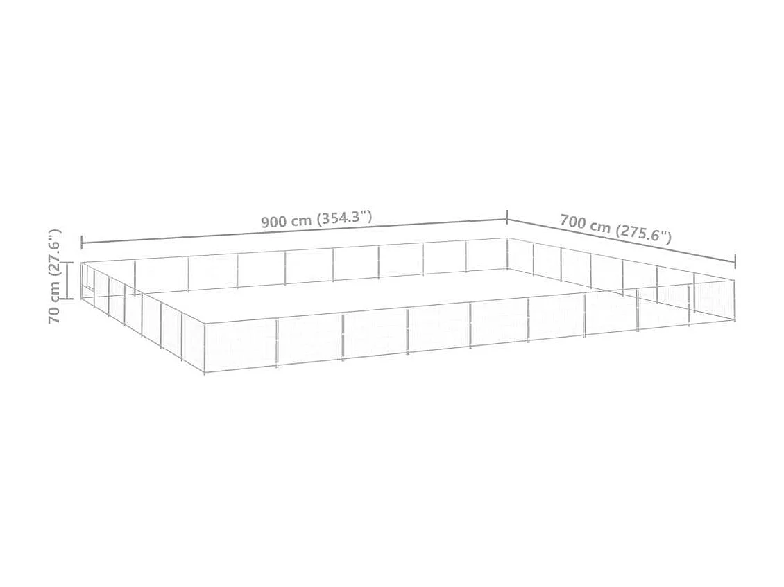 Cuccia da esterno gabbia per cani parco animali argento 63 m² acciaio 02_0000295