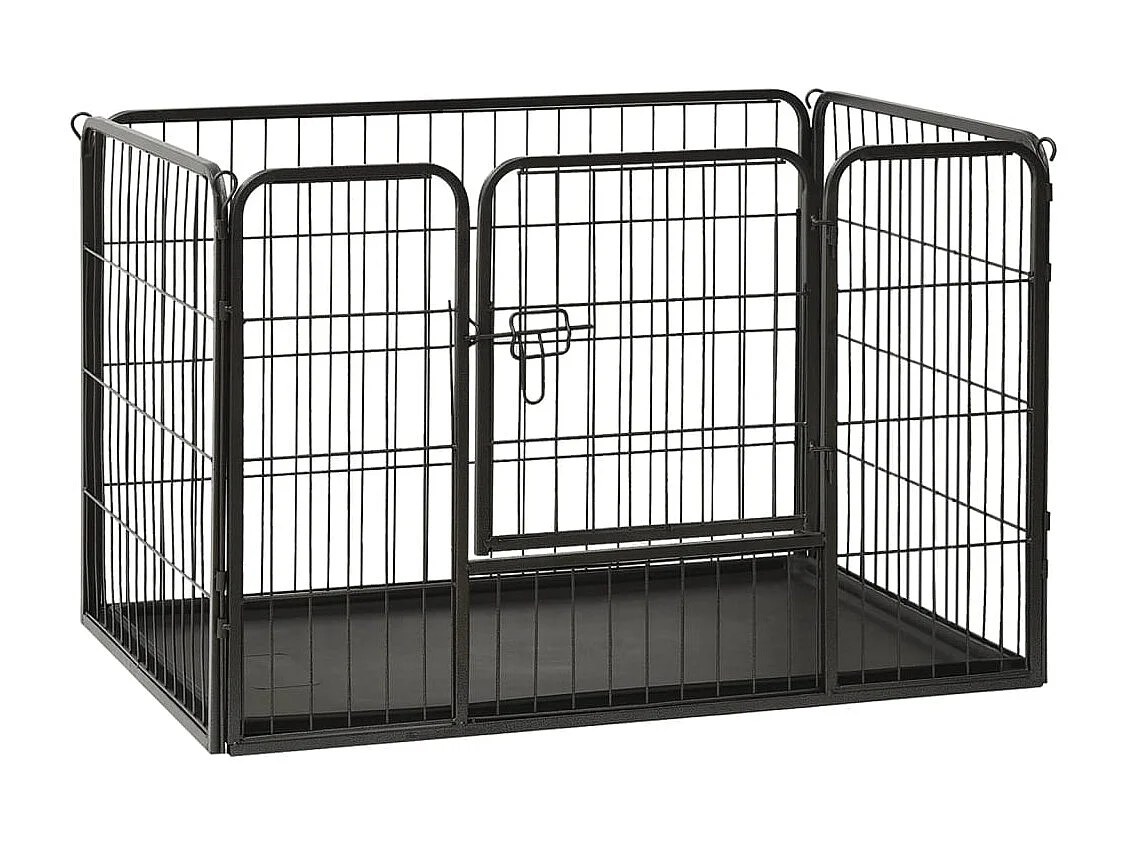 Box per cuccioli in acciaio 91,5 x 59 x 61 cm acciaio nero 02_0000570