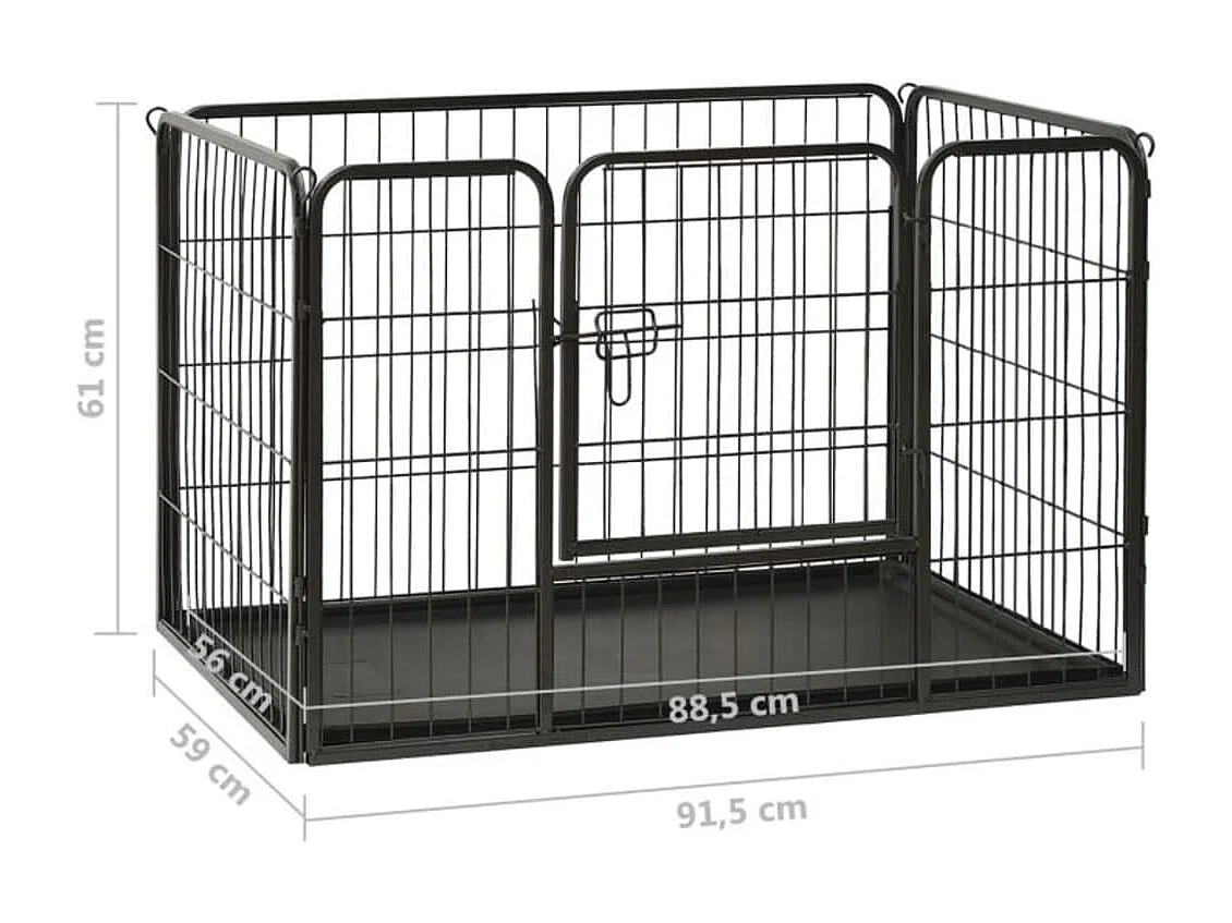 Box per cuccioli in acciaio 91,5 x 59 x 61 cm acciaio nero 02_0000570