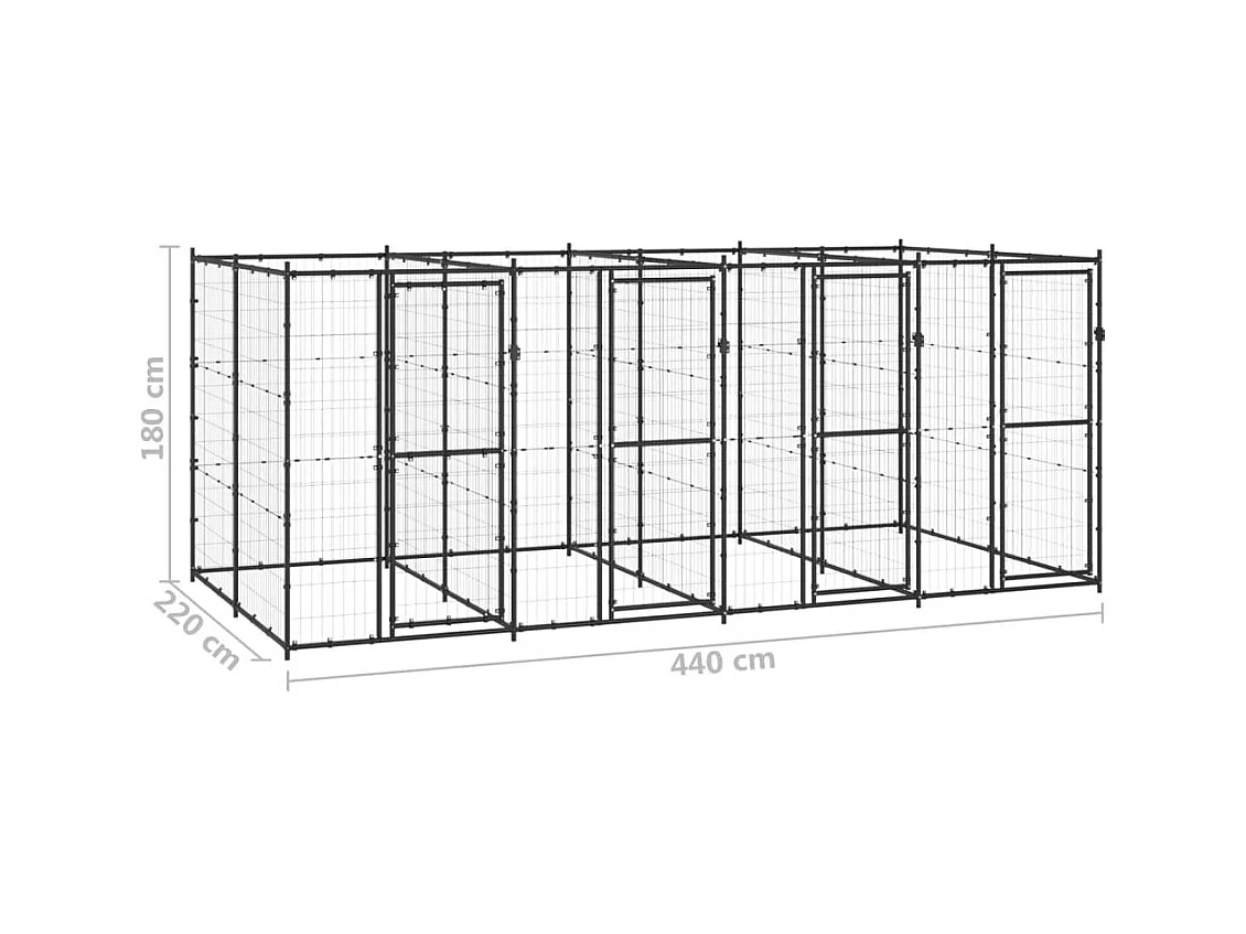 Chenil extérieur cage enclos 440 x 220 x 180 cm 02_0000388