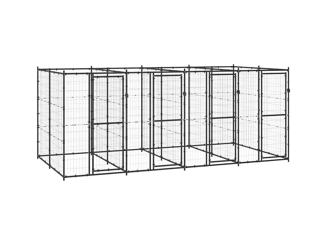 Jaula para perrera exterior, recinto para parque de animales, exterior, acero para perros, 9,68 m² 02_0000388