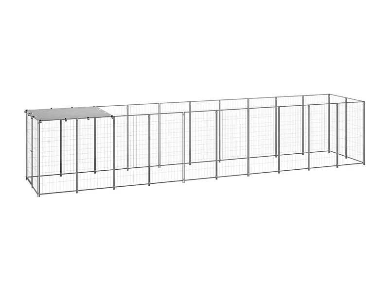 Chenil extérieur cage enclos argenté 550 x 110 x 110 cm 02_0000291