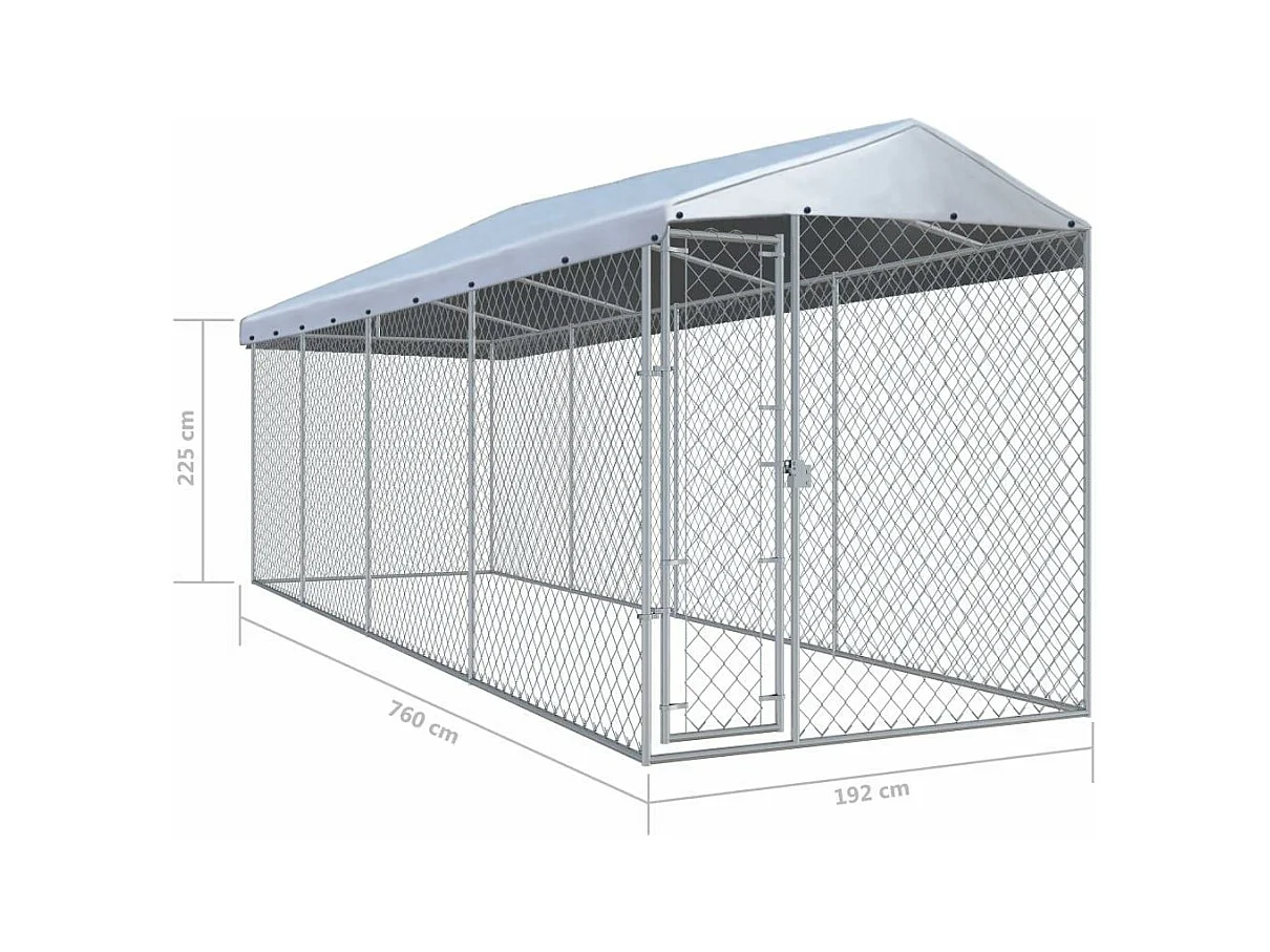 Chenil extérieur cage enclos 760 x 192 x 225 cm 02_0000456