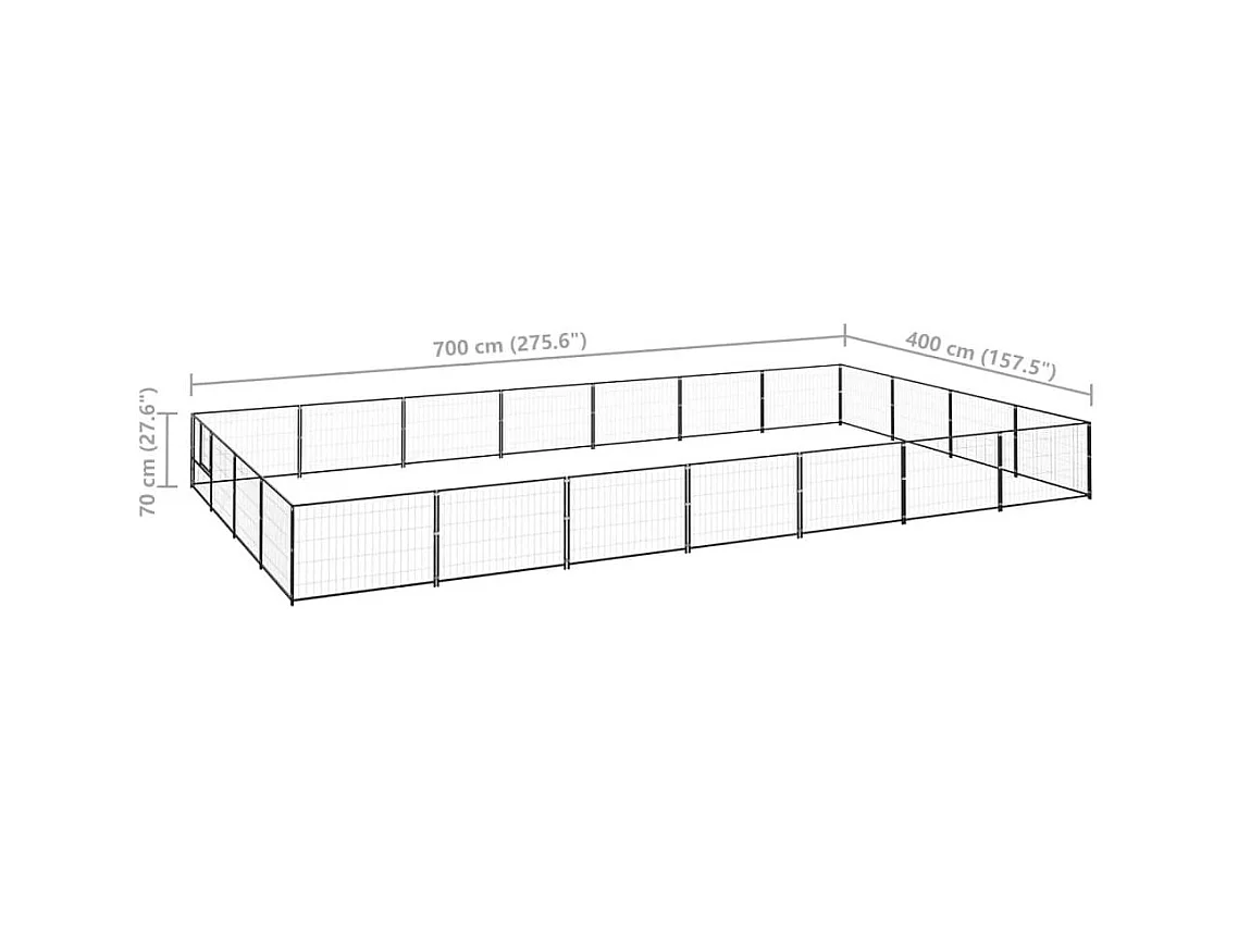 Chenil extérieur cage enclos noire 700 x 400 x 70 cm 02_0000518