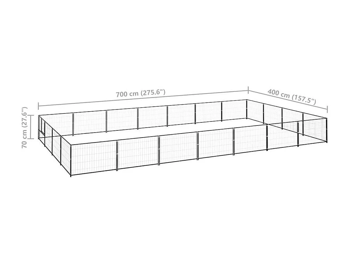 Chenil extérieur cage enclos noire 700 x 400 x 70 cm 02_0000518