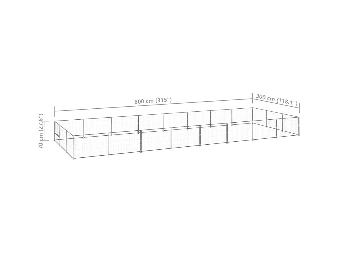 Chenil extérieur cage enclos argenté 800 x 300 x 70 cm 02_0000256