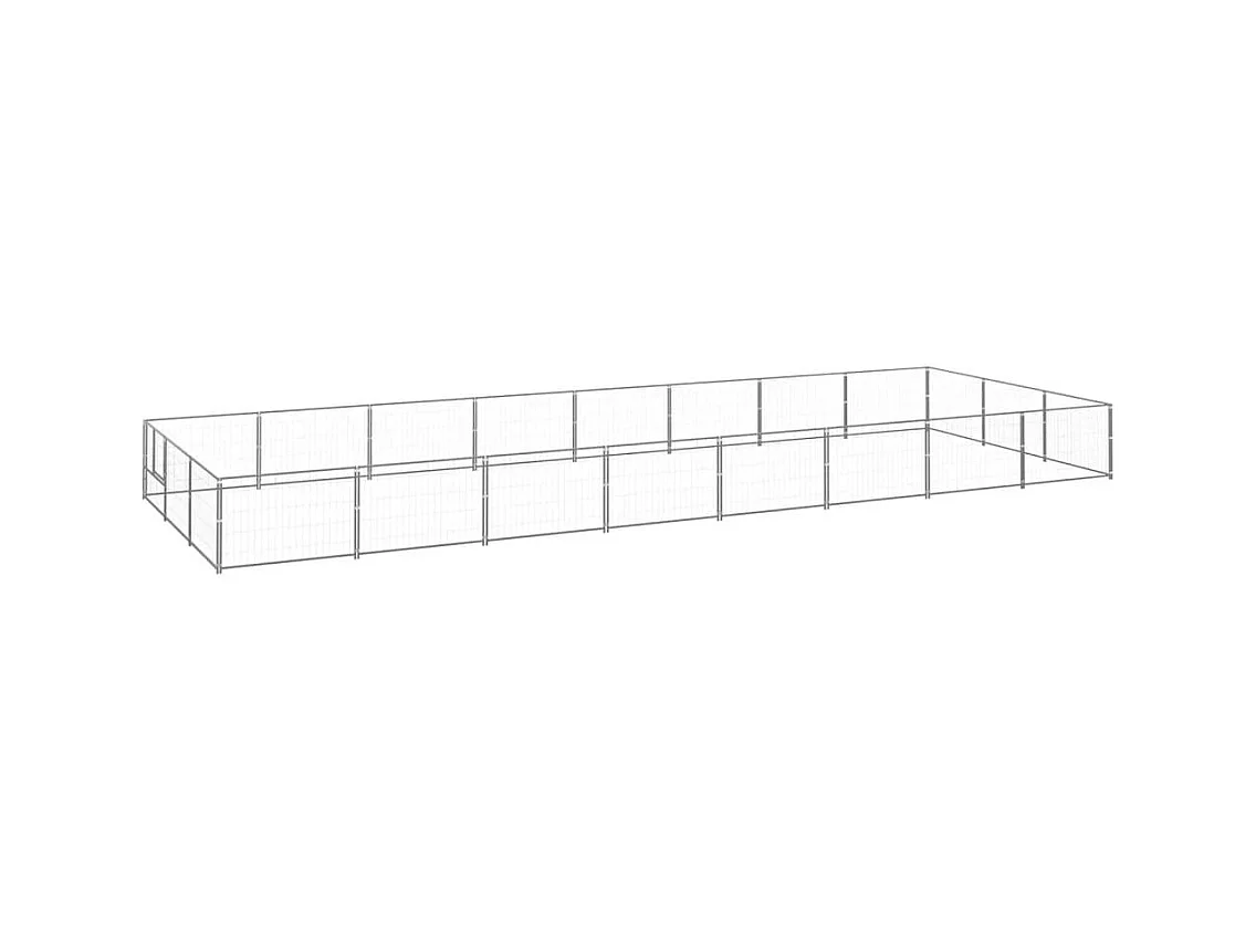 Cuccia da esterno gabbia per cani parco animali argento 24 m² acciaio 02_0000256