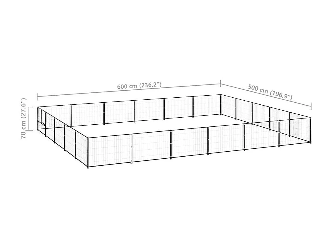 Chenil extérieur cage enclos noire 600 x 500 x 70 cm 02_0000521