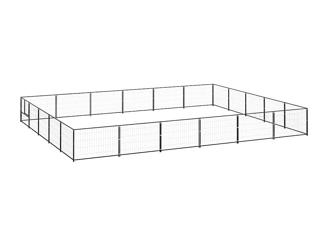 Cuccia da esterno gabbia per cani parco animali 30 m² acciaio nero 02_0000521
