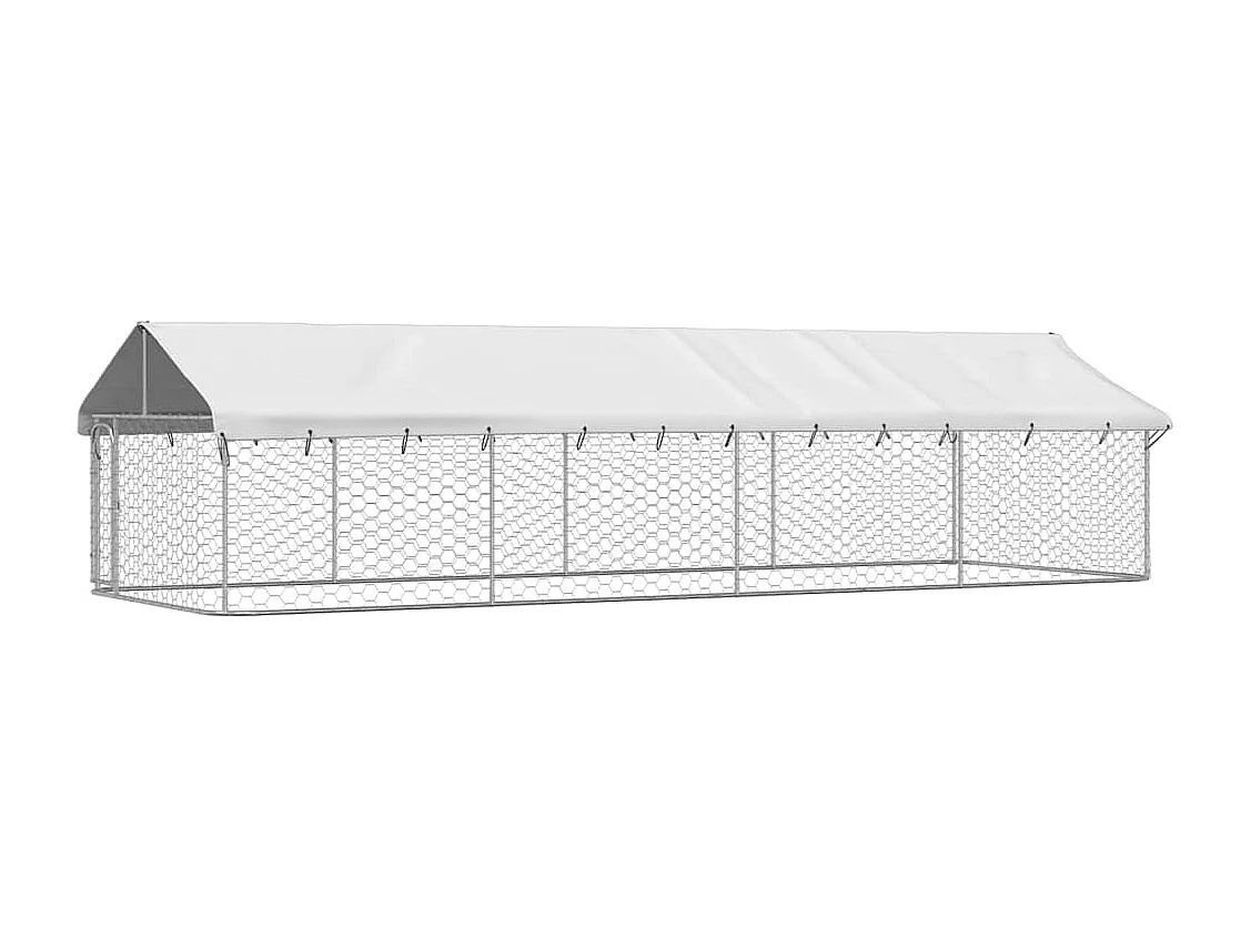 Gaiola para canil exterior animal pac com telhado 600 x 200 x 150 cm Prata 02_0041911