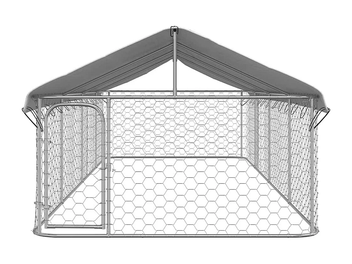 Gaiola para canil exterior animal pac com telhado 600 x 200 x 150 cm Prata 02_0041911