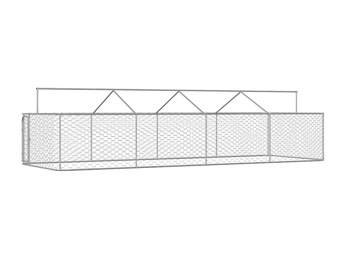 Gaiola para canil exterior animal pac com telhado 600 x 200 x 150 cm Prata 02_0041911