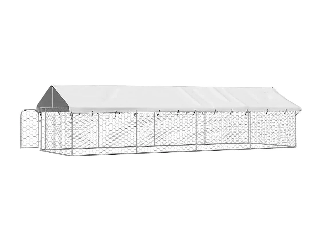 Gaiola para canil exterior animal pac com telhado 600 x 200 x 150 cm Prata 02_0041911