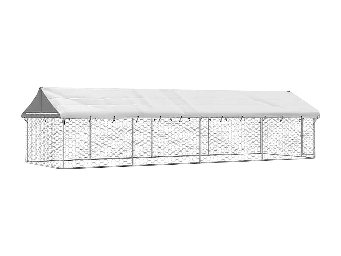 Gaiola para canil exterior animal pac com telhado 600 x 200 x 150 cm Prata 02_0041911