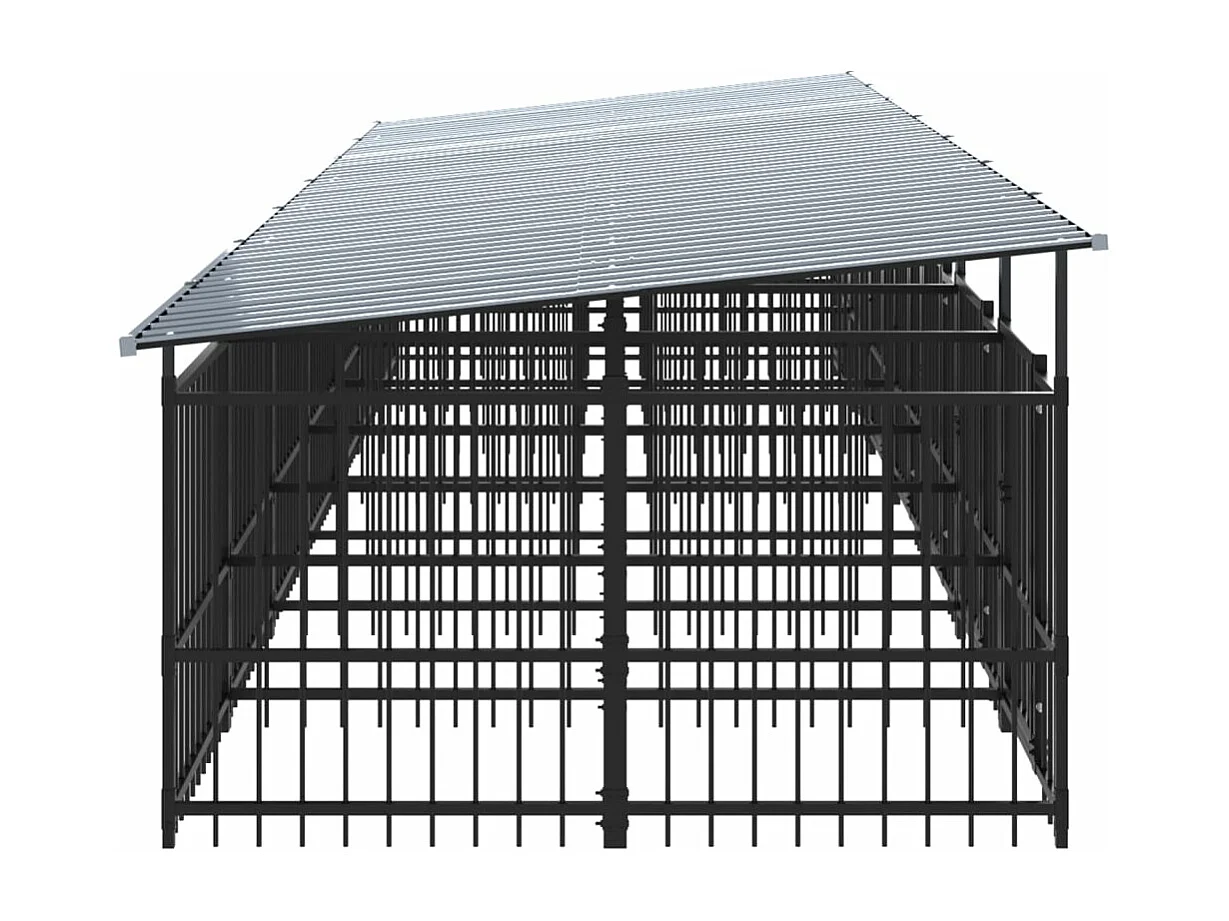 Canil gaiola para animais ao ar livre com teto para cães aço 13,14 m² preto 02_0041739