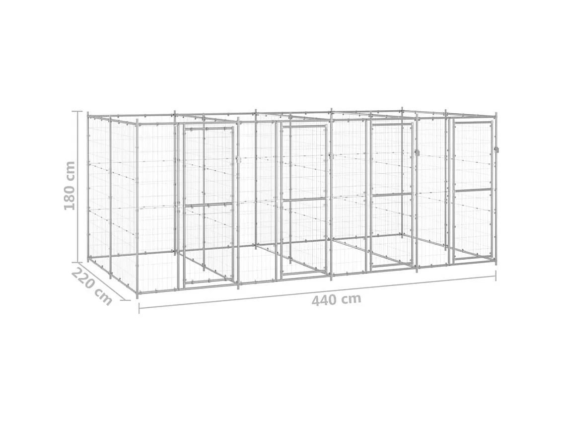 Chenil extérieur cage enclos 440 x 220 x 180 cm 02_0000430
