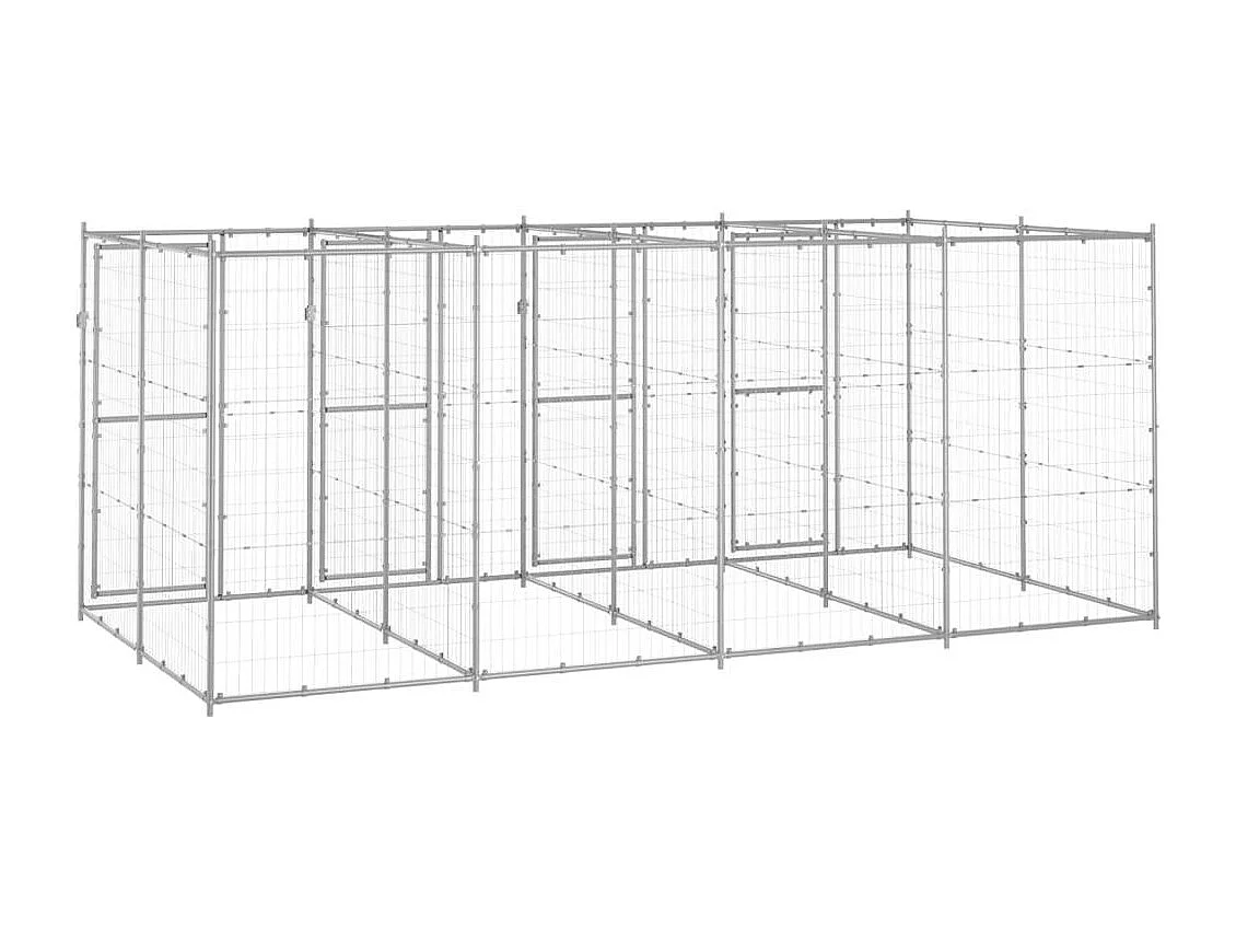 Recinto per cani da esterno recinto per animali recinto per cani da esterno acciaio zincato 9,68 m² 02_0000430