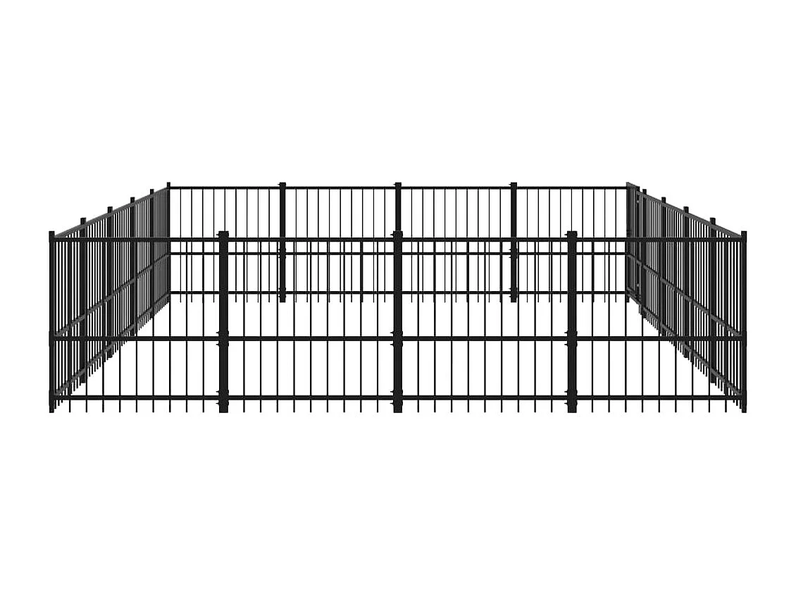 Gabbia per cuccia recinto per animali da esterno per cani in acciaio 18,82 m² nero 02_0041812