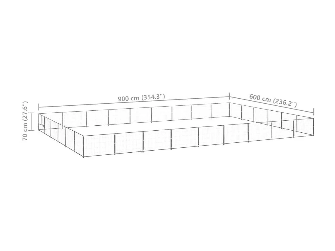 Chenil extérieur cage enclos argenté 900 x 600 x 70 cm 02_0000287