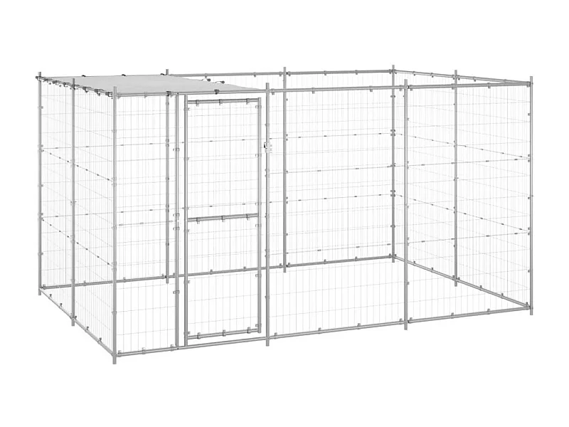 Gaiola para canil ao ar livre cercadinho para animais ao ar livre para cães em aço galvanizado com telhado 7,26 m² 02_0000446