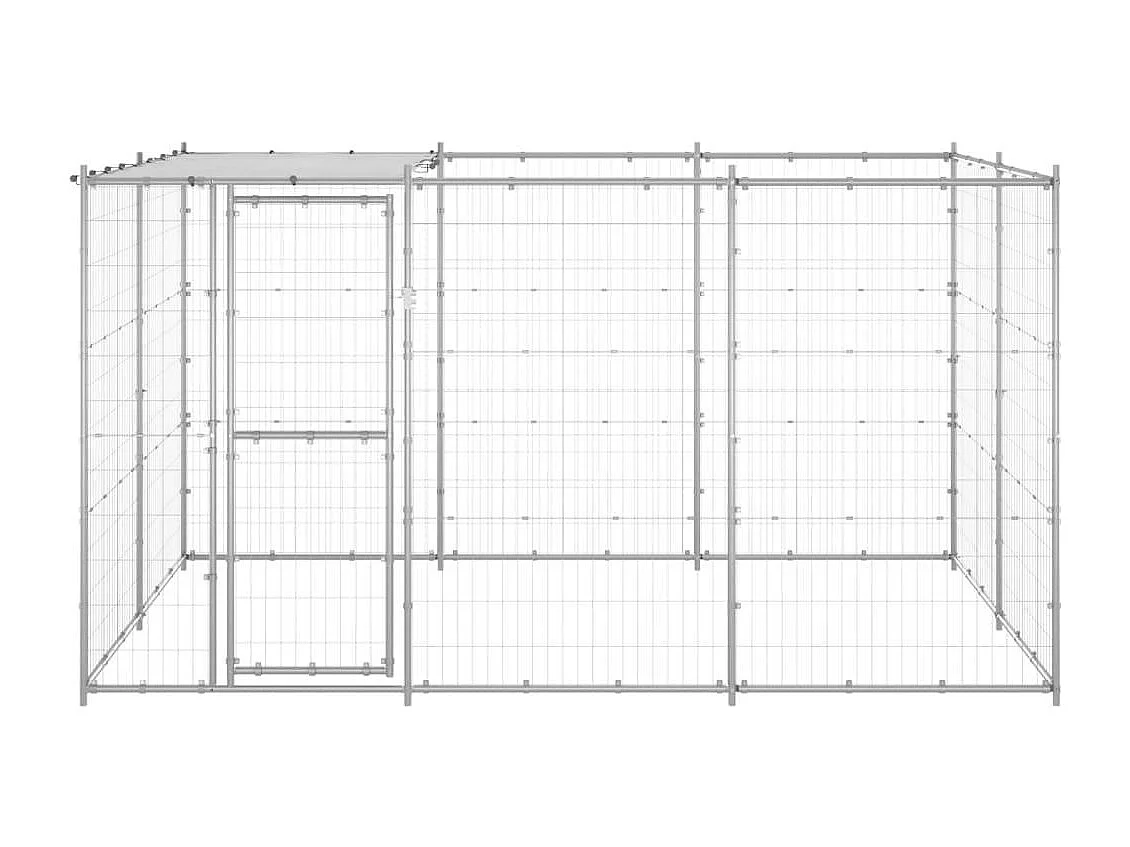 Cuccia da esterno gabbia recinto per animali box per cani da esterno in acciaio zincato con tetto 7,26 m² 02_0000446