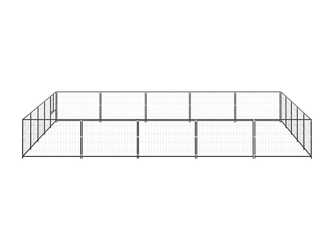 Cuccia da esterno gabbia recinto parco animali cane nero 25 m² acciaio 02_0000513