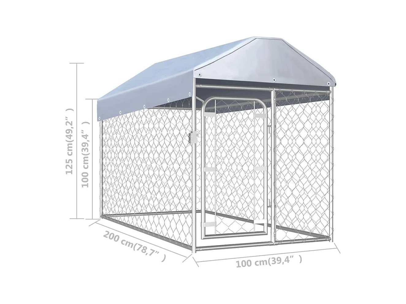 Chenil extérieur cage enclos 200 x 100 x 100 cm 02_0000325