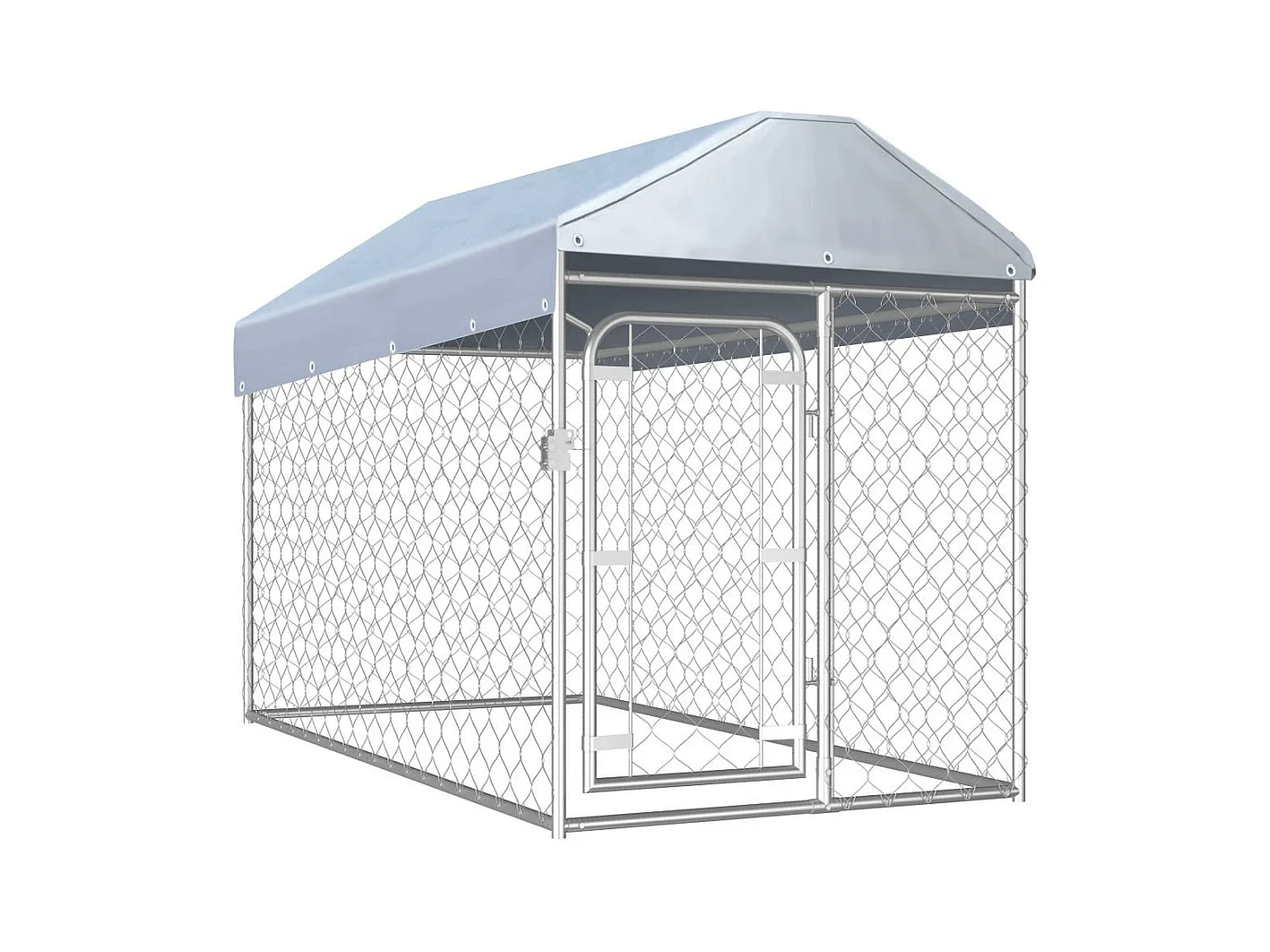 Jaula para perrera al aire libre, parque para animales, perro al aire libre con techo para perros 125 cm 02_0000325