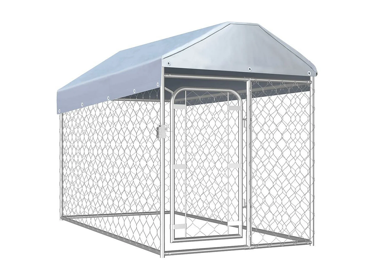 Jaula para perrera al aire libre, parque para animales, perro al aire libre con techo para perros 125 cm 02_0000325