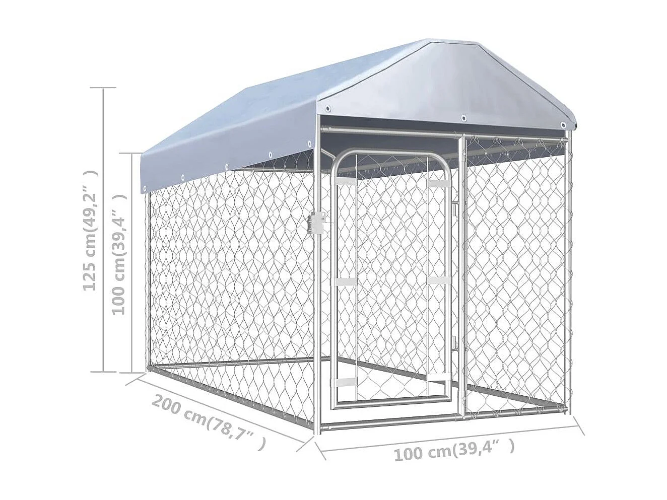 Jaula para perrera al aire libre, parque para animales, perro al aire libre con techo para perros 125 cm 02_0000325