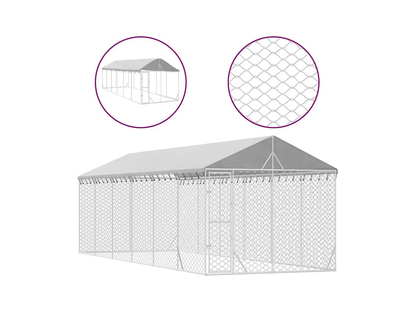 Chenil cage enclos pac argenté 3 x 9 x 45414 cm 02_0041903