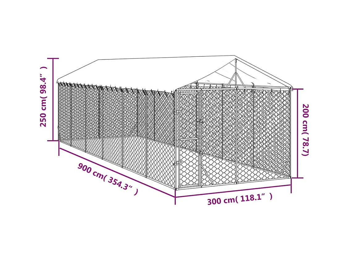 Chenil cage enclos pac argenté 3 x 9 x 45414 cm 02_0041903
