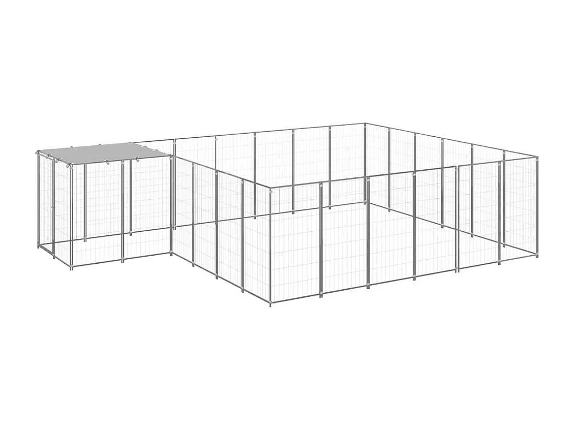 Chenil extérieur cage enclos argenté 440 x 330 x 110 cm 02_0000237