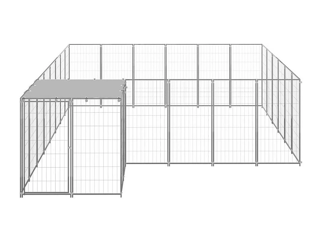 Chenil extérieur cage enclos argenté 440 x 330 x 110 cm 02_0000237