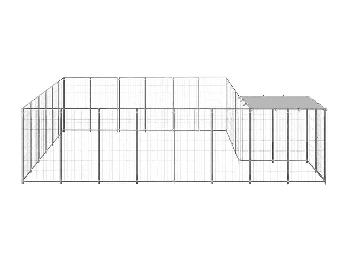 Chenil extérieur cage enclos argenté 440 x 330 x 110 cm 02_0000237